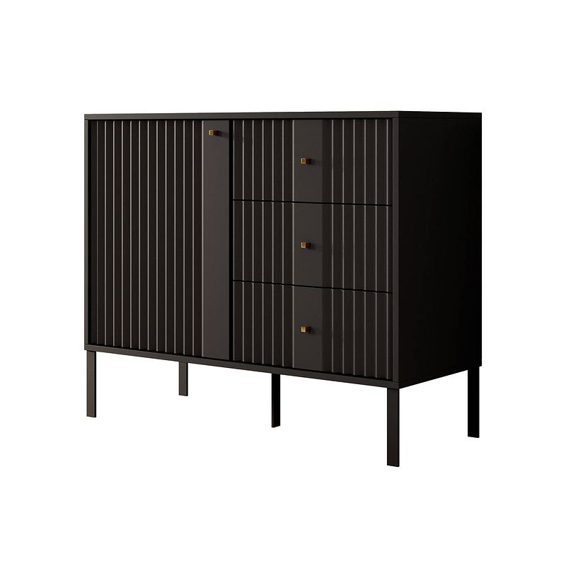 Foto van Meubella dressoir kaylan - zwart - 100 cm