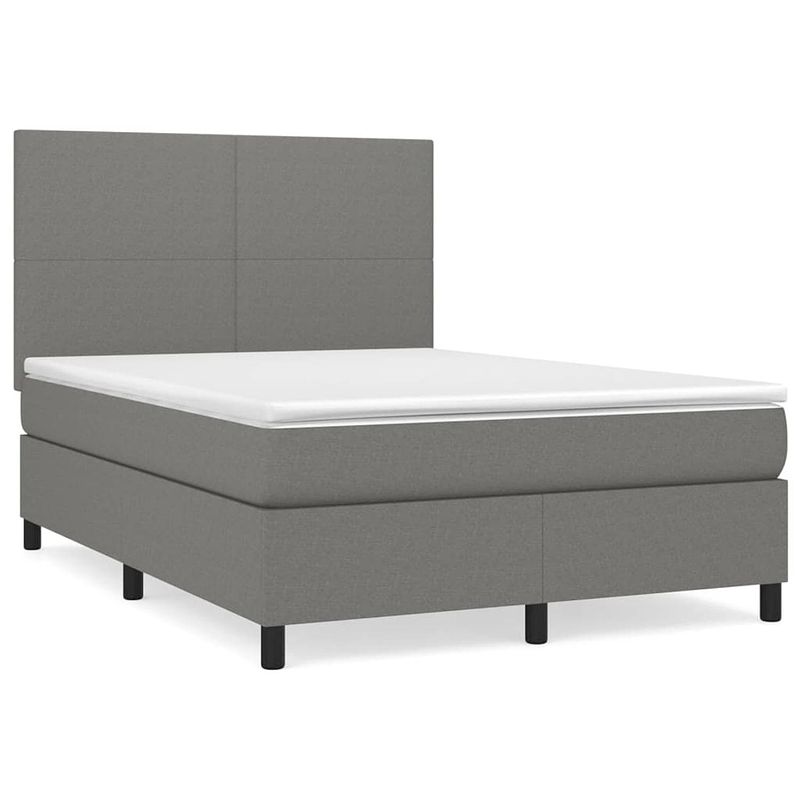 Foto van The living store boxspringbed - - bed - 203 x 144 x 118/128 cm - donkergrijs