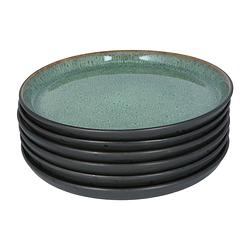 Foto van Bitz® 821259 - 6 stuks aardewerk ontbijtborden 21 cm groen/zwart
