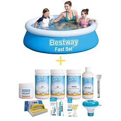 Foto van Bestway zwembad - fast set - 183 x 51 cm - inclusief onderhoudspakket small deluxe