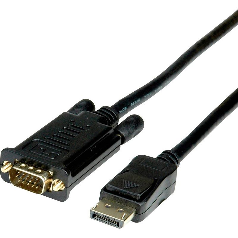 Foto van Roline displayport / vga adapterkabel displayport stekker, vga-stekker 15-polig 1.00 m zwart 11.04.5970 displayport-kabel