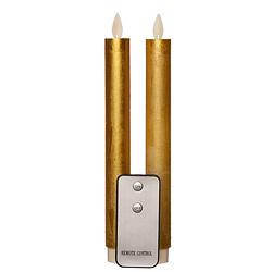 Foto van Kaarsen set van 2x stuks led dinerkaarsen goud inclusief afstandsbediening 23 cm - led kaarsen