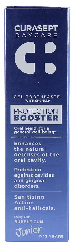 Foto van Curasept daycare protection booster gel toothpaste junior - bubble gum