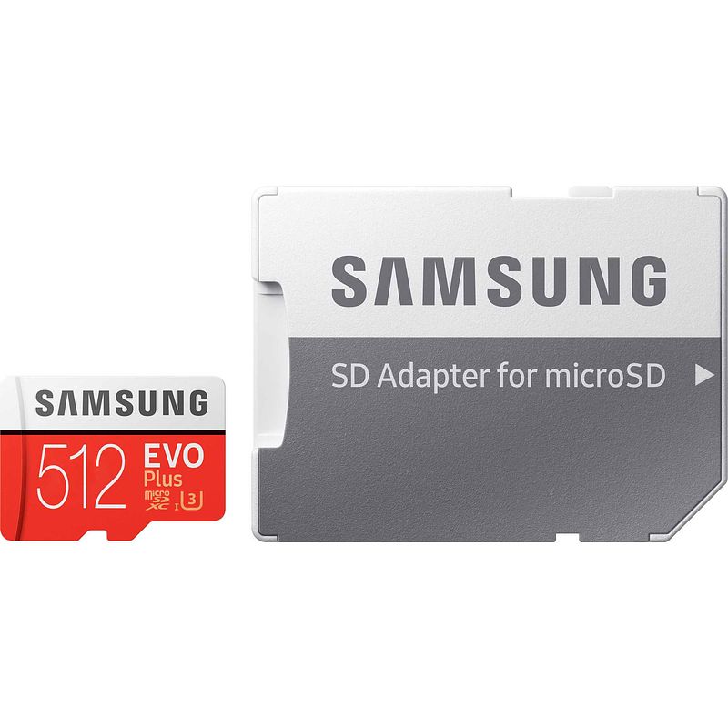 Foto van Samsung evo plus microsdxc 512gb micro sd-kaart rood