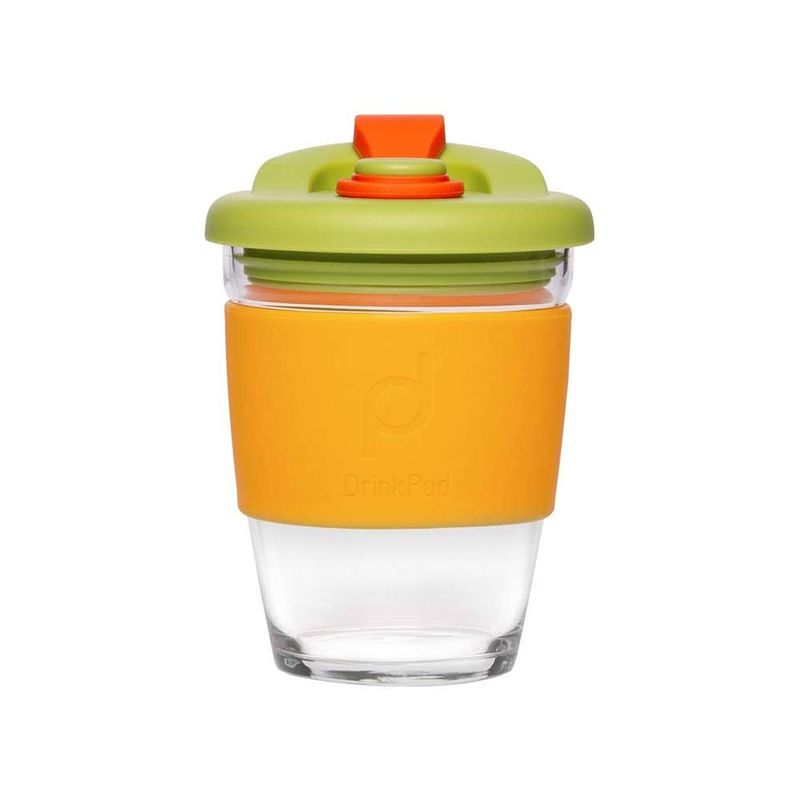 Foto van Herbruikbare koffiebeker - 340ml - autumn orange - glas - pioneer