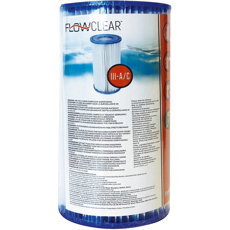 Foto van Bestway filterpatroon flowclear 10,6 x 20,3 cm papier wit/blauw