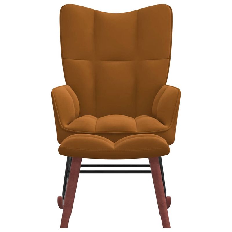 Foto van The living store schommelfauteuil relaxstoel met voetenbank - bruin - 61 x 78 x 98 cm