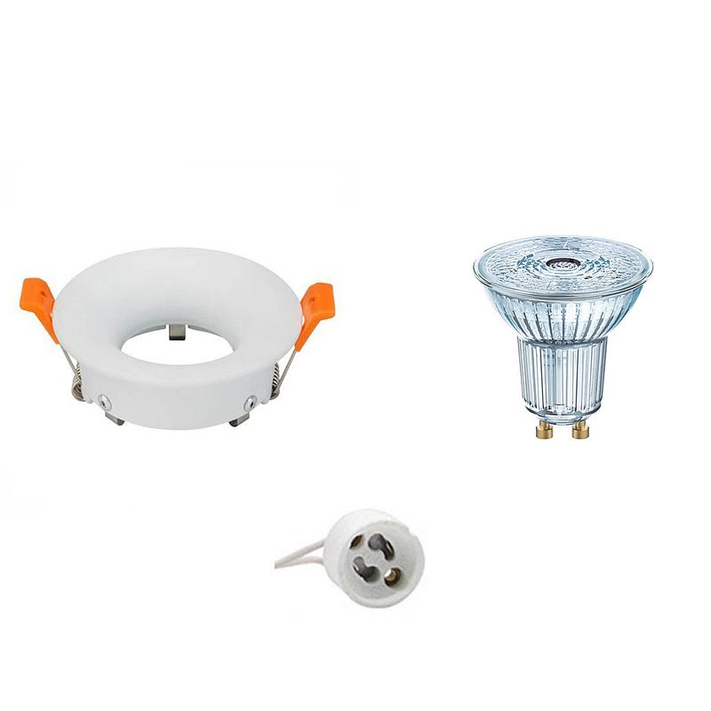 Foto van Led spot set - osram parathom par16 927 36d - gu10 fitting - dimbaar - inbouw rond - mat wit - 3.7w - warm wit 2700k -