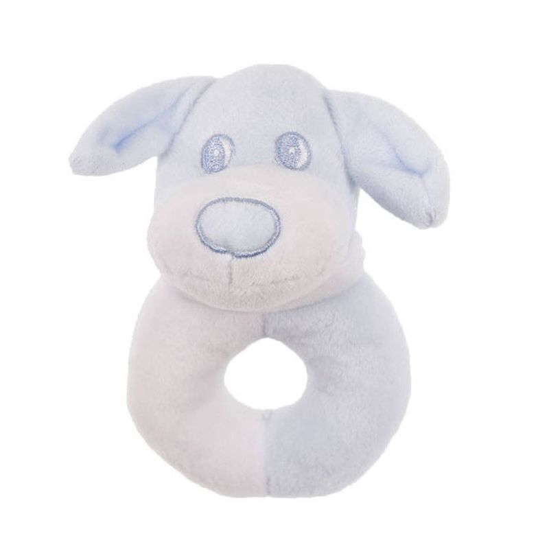 Foto van Soft touch rammelaar puppy 12 cm wit/blauw