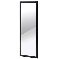 Foto van Wandspiegel/passpiegel rechthoekig met houten frame zwart 30 x 90 cm - spiegels