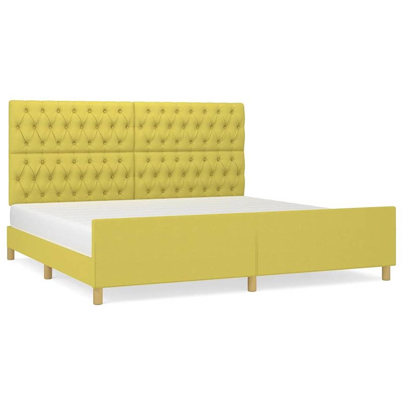 Foto van The living store bedframe groen - larikshout - multiplex - verstelbaar - comfortabele ondersteuning - 203x206x118/128