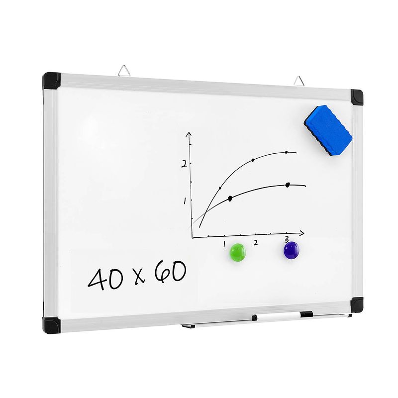 Foto van Acaza magnetisch whiteboard 40 x 60cm, planbord, schoolbord inclusief uitwisbare stift, wisser en afleggoot