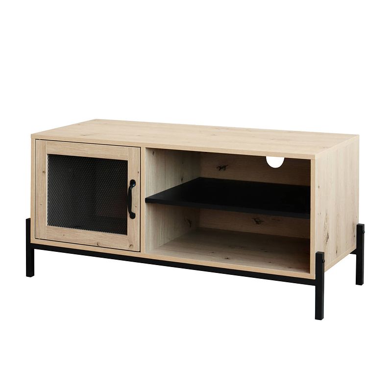 Foto van Quvio tv meubel met deurtje en legplank - quv1019 - walnut light brown