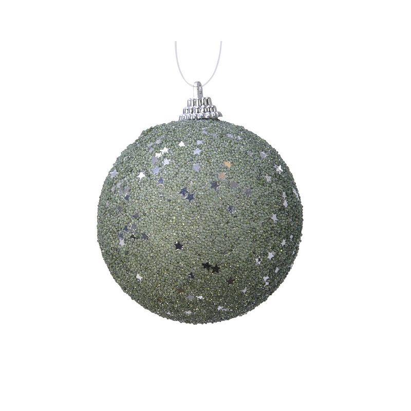 Foto van Kerstbal foam glitter ster pailletten - mos groen