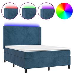 Foto van The living store bed - pocketvering matras - fluweel - led-verlichting - verstelbaar hoofdbord - 203 x 147 x 118/128 cm