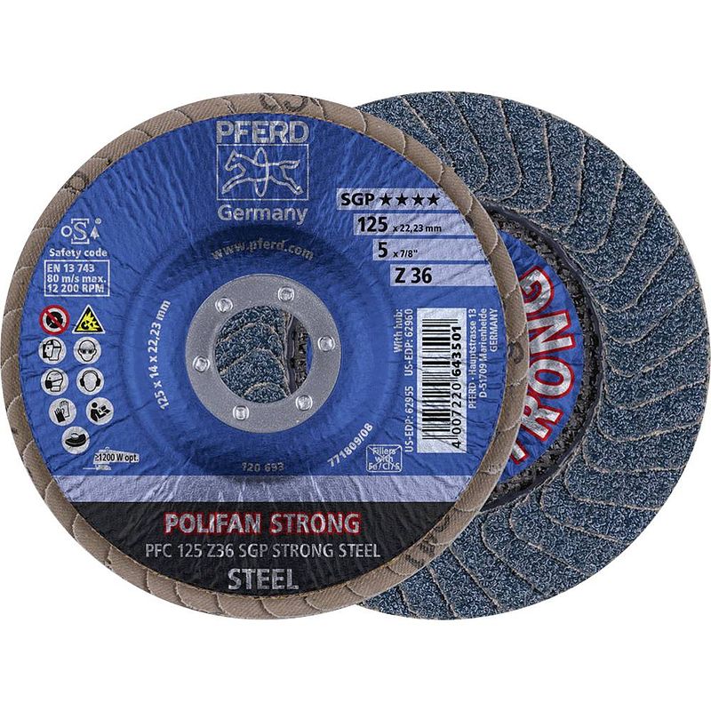 Foto van Pferd 67788025 polifan-lamellenschijf pfc 125 z 36 sgp strong steel diameter 125 mm n/a 10 stuk(s)