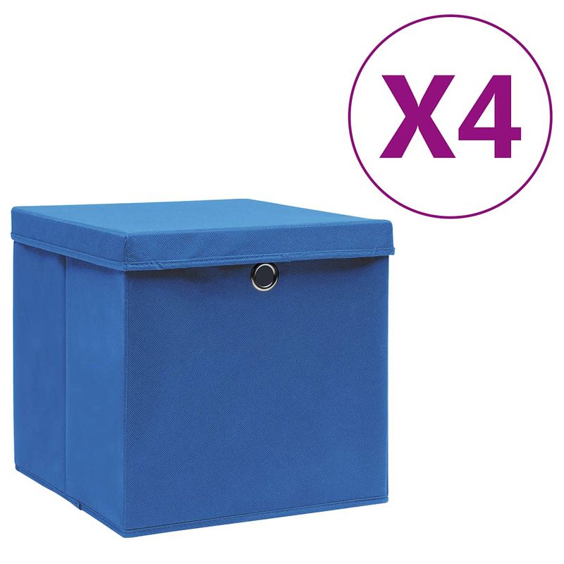 Foto van Vidaxl opbergboxen met deksel 4 st 28x28x28 cm blauw