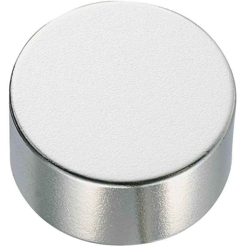 Foto van Conrad components 505916 permanente magneet rond (ø x h) 10 mm x 5 mm n35eh 1.18 - 1.2 t grenstemperatuur (max.): 200 °c