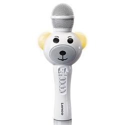 Foto van Karaoke micofoon met bt, sd slot, lights, aux out lenco bmc-060wh wit-zwart