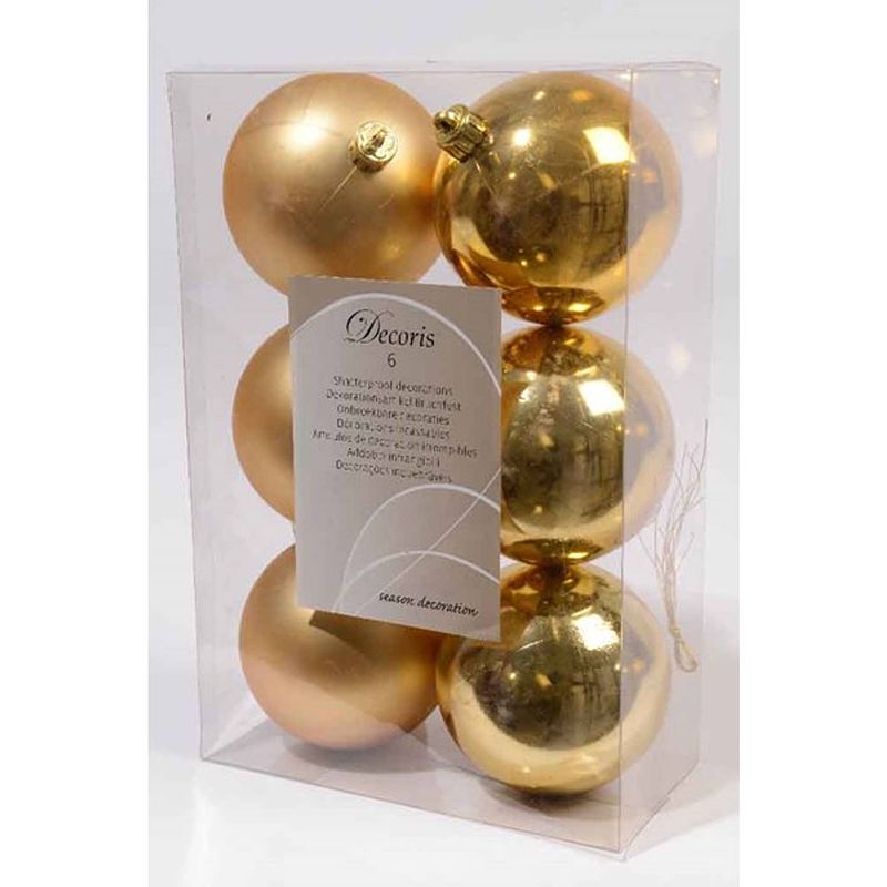 Foto van Decoris kerstballen kunststof goud 8cm 6st