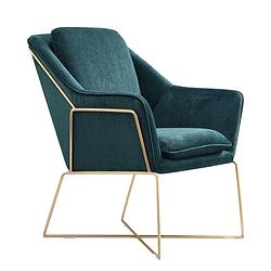Foto van Design fauteuil selena - smaragd groen / gouden frame