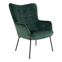 Foto van Glow fauteuil groen velours, zwarte poten.