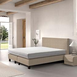 Foto van 2-persoons boxspring cloud chill - beige 140x210 cm - pocketvering - inclusief topper - dekbed-discounter.nl