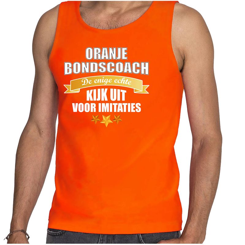 Foto van Oranje fan tanktop / kleding holland de enige echte bondscoach ek/ wk voor heren l - feestshirts