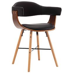 Foto van The living store eetkamerstoelen - set van 4 - armleuningen - kunstleer - zwart - 52.5 x 47 x 75.5 cm