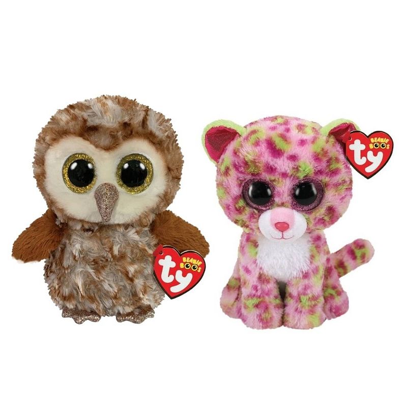 Foto van Ty - knuffel - beanie boo's - percy owl & lainey leopard