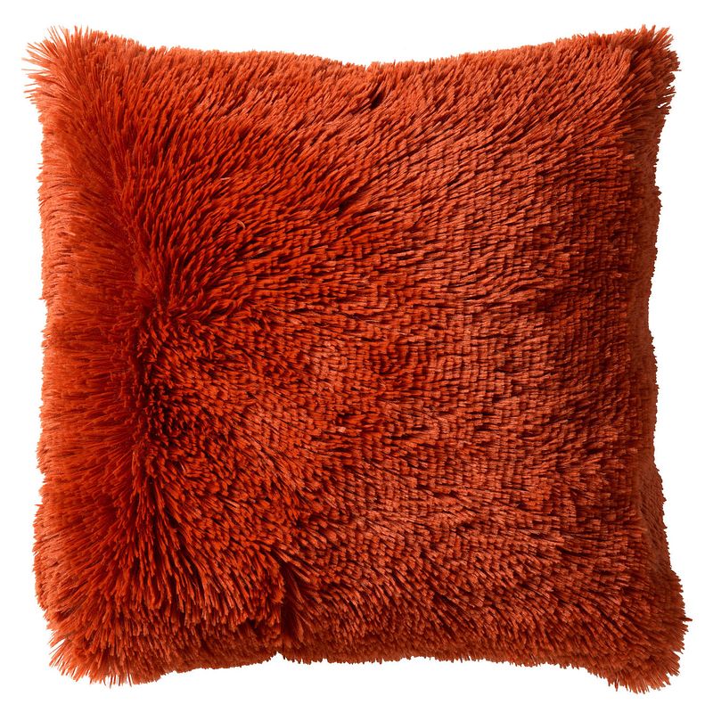 Foto van Dutch decor fluffy - sierkussen unikleur potters clay 45x45 cm - oranje - oranje