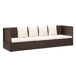 Foto van Vidaxl tuinbed met kussens poly rattan bruin