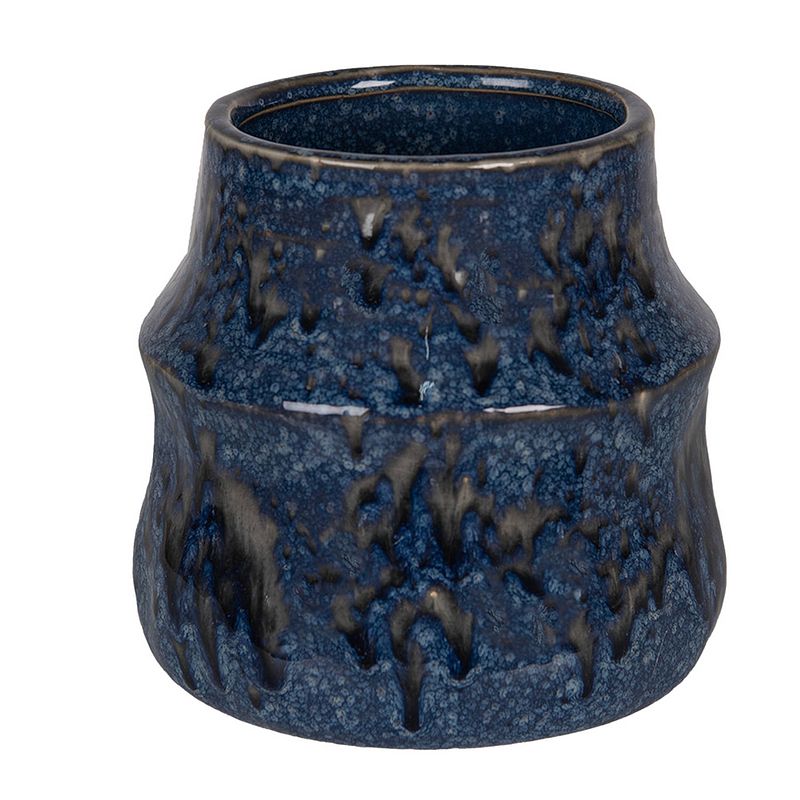 Foto van Clayre & eef bloempot ø 17x16 cm blauw keramiek bloempot binnen plantenpot plant pot blauw bloempot binnen plantenpot