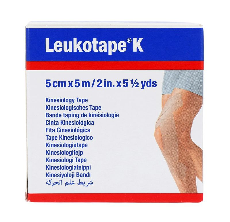 Foto van Leukoplast leukotape k kinesiotape beige 5cmx5m