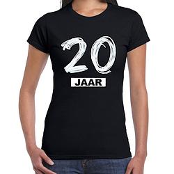 Foto van 20 jaar verjaardag cadeau t-shirt zwart voor dames m - feestshirts