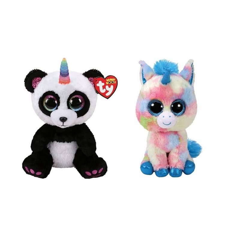 Foto van Ty - knuffel - beanie buddy - paris panda & blitz unicorn