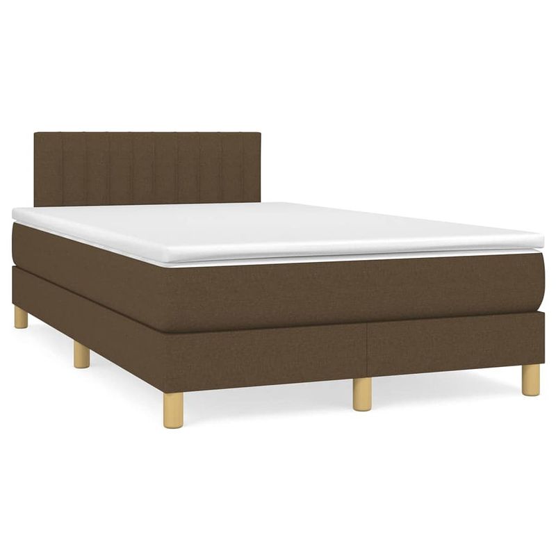 Foto van The living store boxspringbed donkerbruin 203x120x78/88 cm - pocketvering matras - middelharde ondersteuning