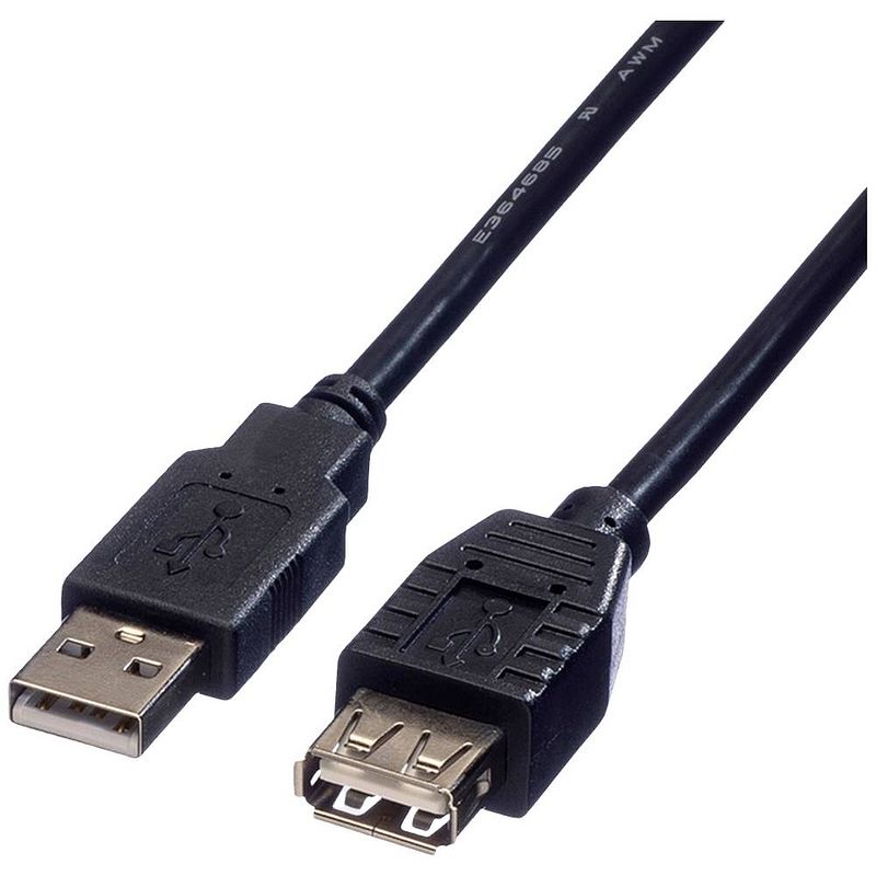 Foto van Roline usb-kabel usb 2.0 usb-a stekker, usb-a bus 0.80 m zwart afgeschermd 8947-02-11t00:00:00.000+01:00