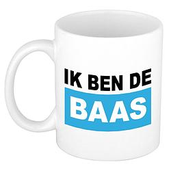 Foto van Bellatio decorations cadeau mok voor baas - licht blauw - grappig - keramiek - 300 ml - boss - feest mokken