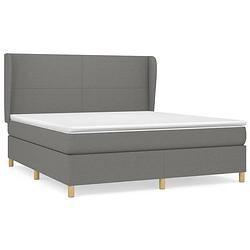 Foto van The living store boxspringbed - donkergrijs stof - 203x183x118/128 cm - pocketvering matras -middelharde ondersteuning