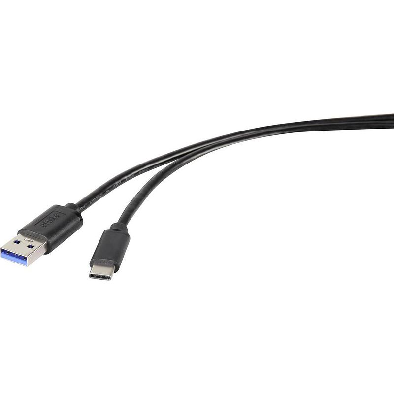 Foto van Renkforce usb-kabel usb 3.2 gen1 (usb 3.0 / usb 3.1 gen1) usb-a stekker, usb-c stekker 50.00 cm zwart rf-4599658