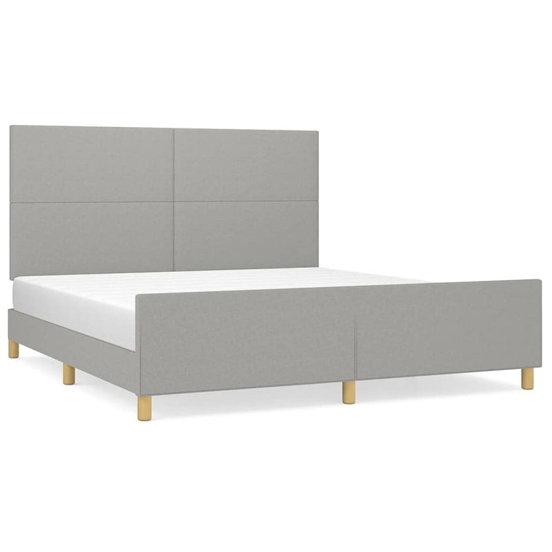 Foto van The living store bedframe multiplex - 203 x 186 x 118/128 cm - lichtgrijs