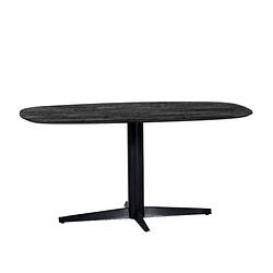 Foto van Giga meubel eettafel zwart 160cm - deens ovaal - mangohout - tafel raoul