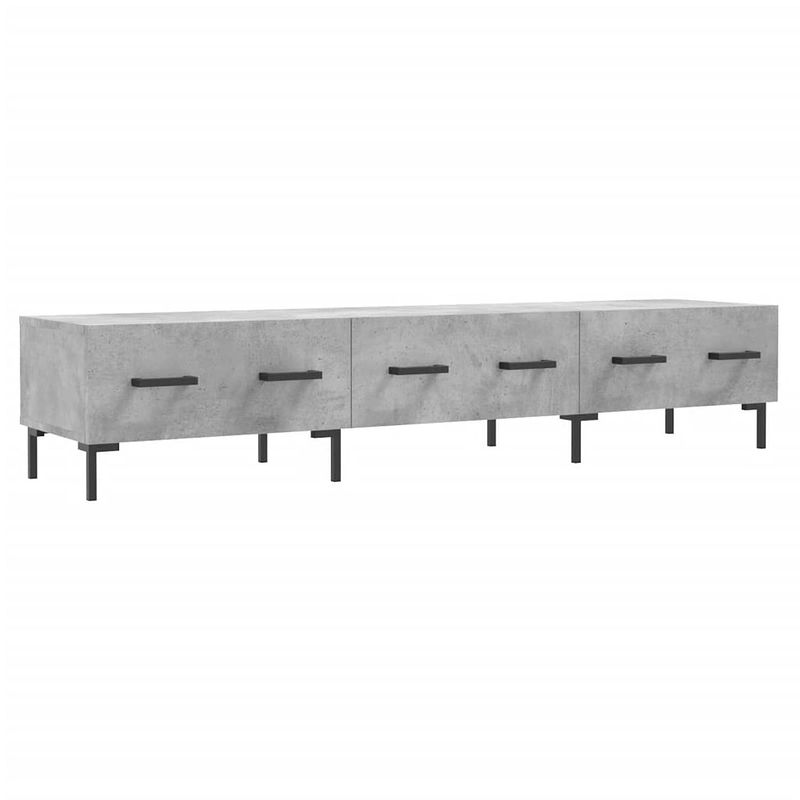 Foto van The living store tv-meubel betongrijs - 150 x 36 x 30 cm - bewerkt hout en ijzer