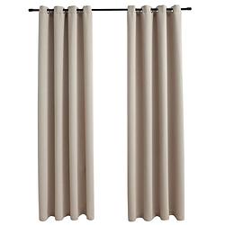 Foto van The living store gordijn beige 140x245 cm - polyester - met metalen ringen