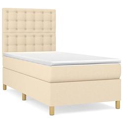 Foto van The living store boxspringbed - comfort sleep - bed - 203x90x118/128 cm - crème