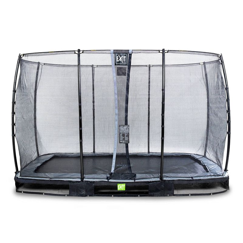 Foto van Exit elegant inground trampoline 244x427cm met economy veiligheidsnet - zwart