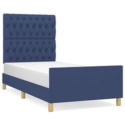 Foto van Vidaxl bedframe met hoofdeinde stof blauw 100x200 cm