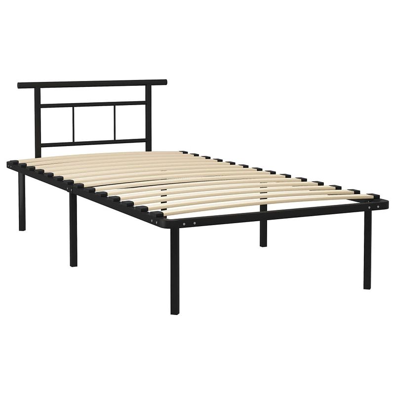 Foto van The living store metalen bedframe - zwart - 200 x 100 x 78 cm - geschikte matras- 100 x 200 cm - montage vereist