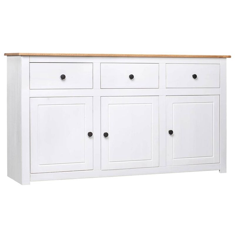 Foto van Vidaxl dressoir panama range 135x40x80 cm massief grenenhout wit